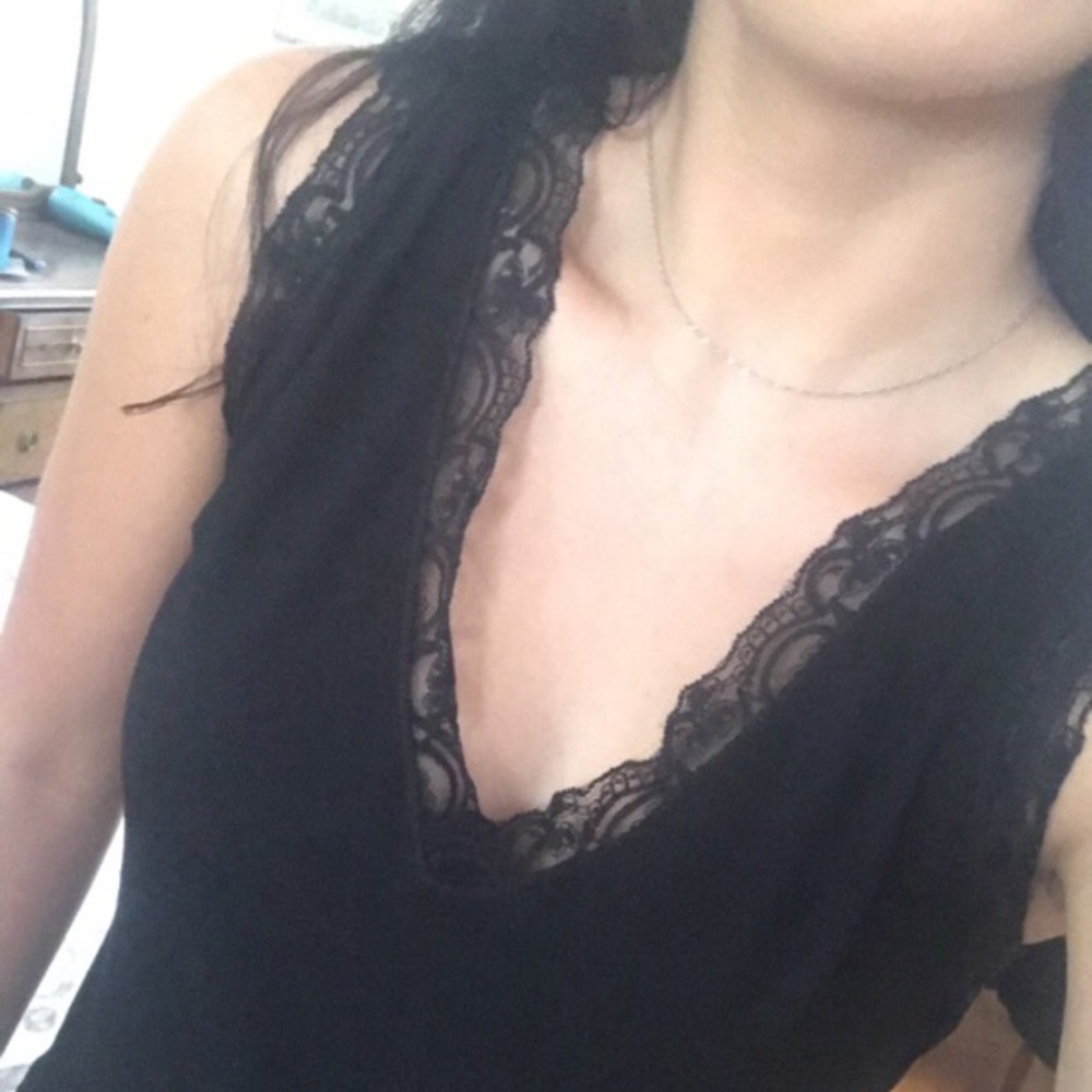 Zara Black Lace Detail Sleeveless Top